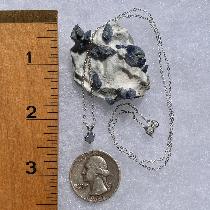 Raw Benitoite Crystal Necklace Sterling #2620A-Moldavite Life