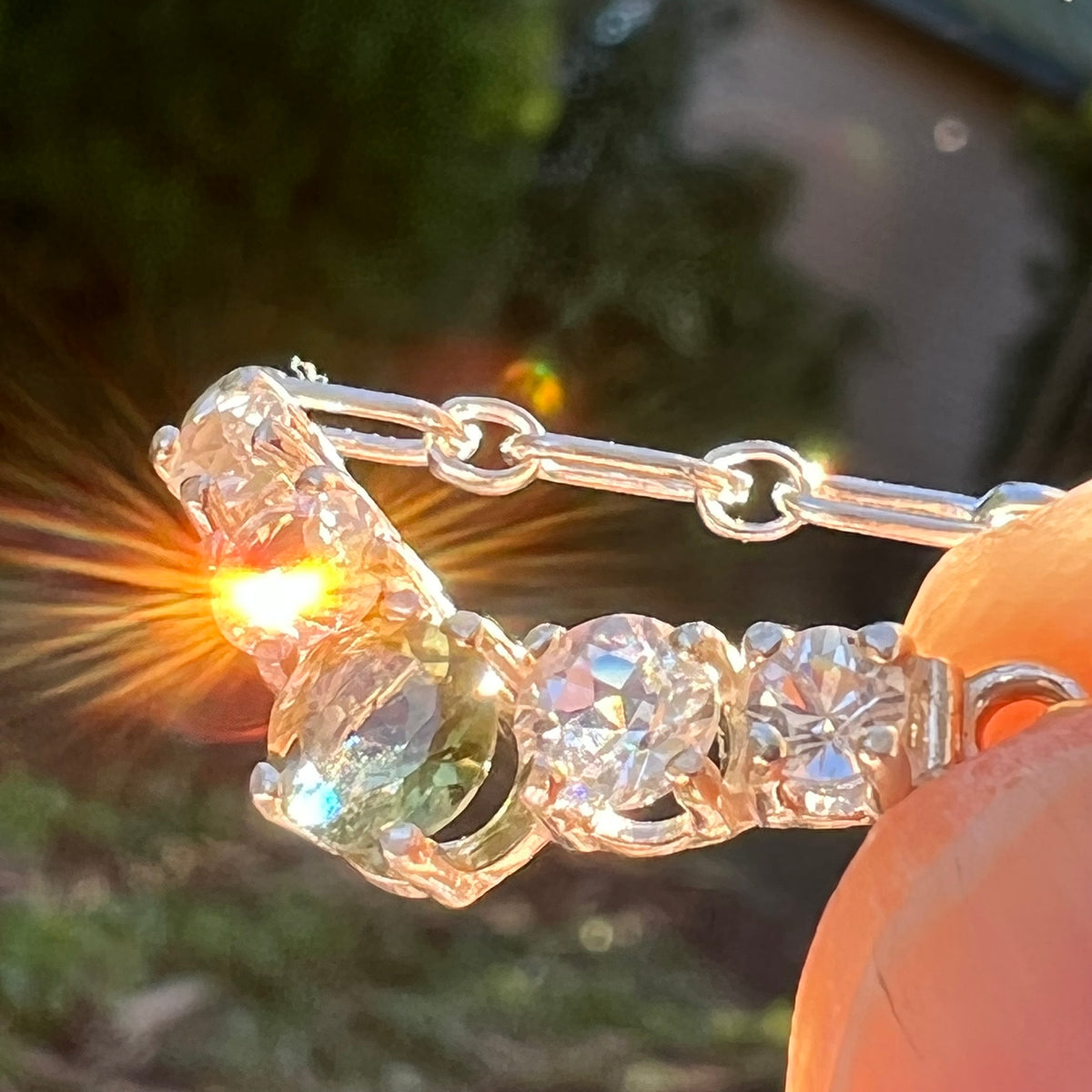 Danburite Moldavite 5 Gem Necklace Sterling Silver-Moldavite Life