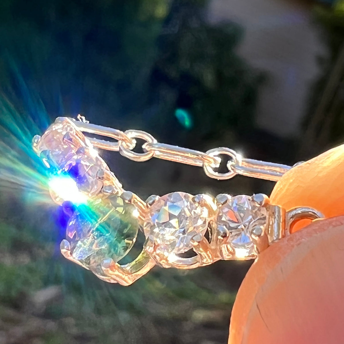 Danburite Moldavite 5 Gem Necklace Sterling Silver-Moldavite Life