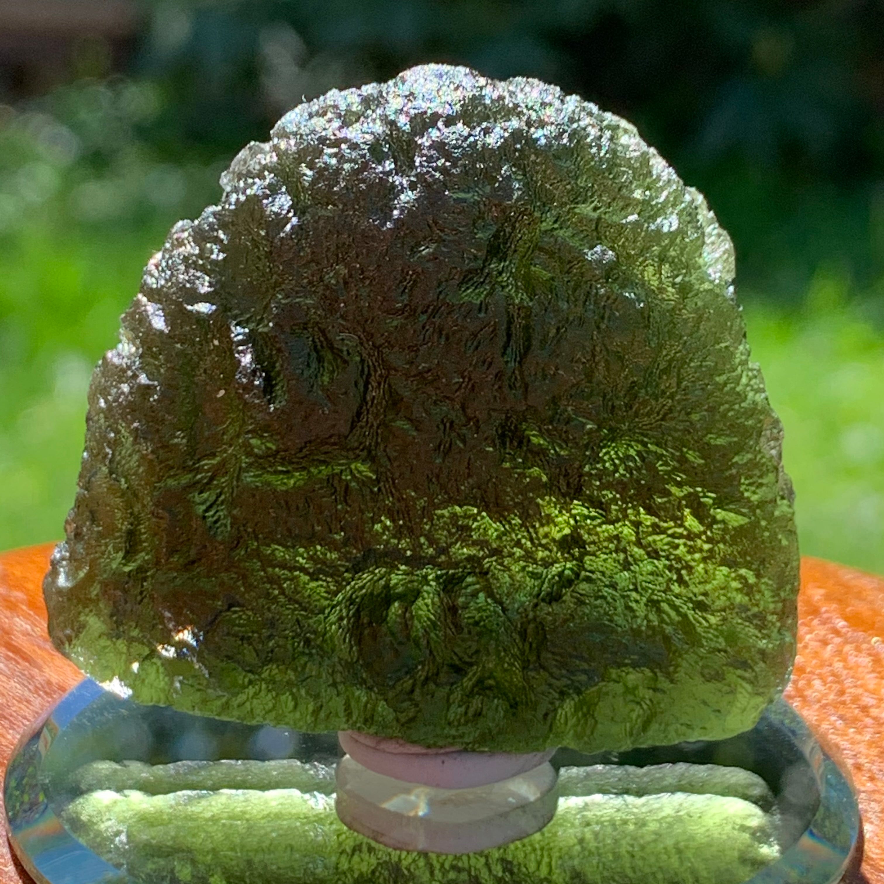 Natural popular Czech moldavite from locality SLAVČE - found in 2021, 4.58 grams, 35x15x8 mm, yellowish green, DROP, with remnants of soil sediments