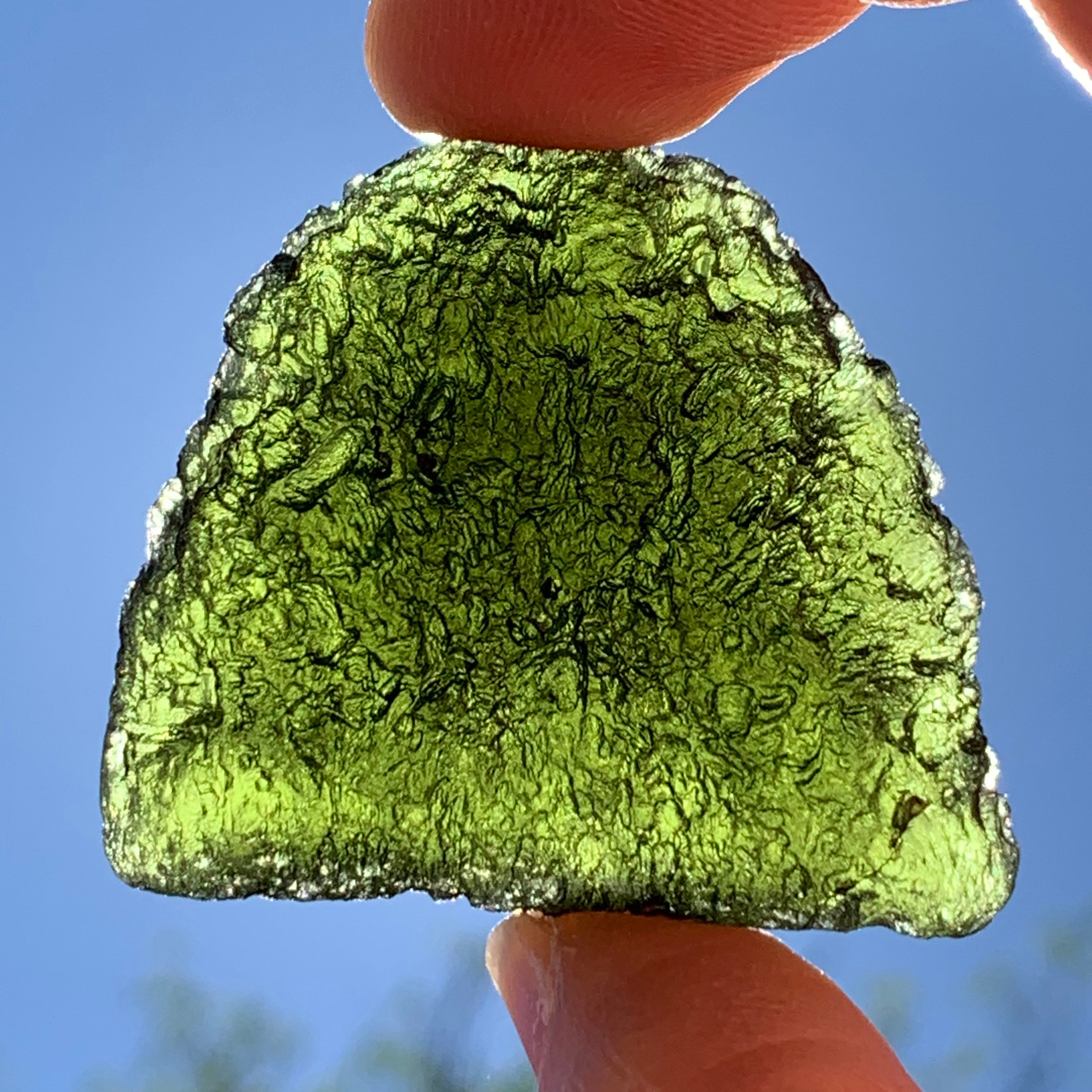 Natural Czech Moldavite from locality TŘEBANICE - found in 2021, 4.64 grams, selling 23x20x7 mm, lighter apple green color