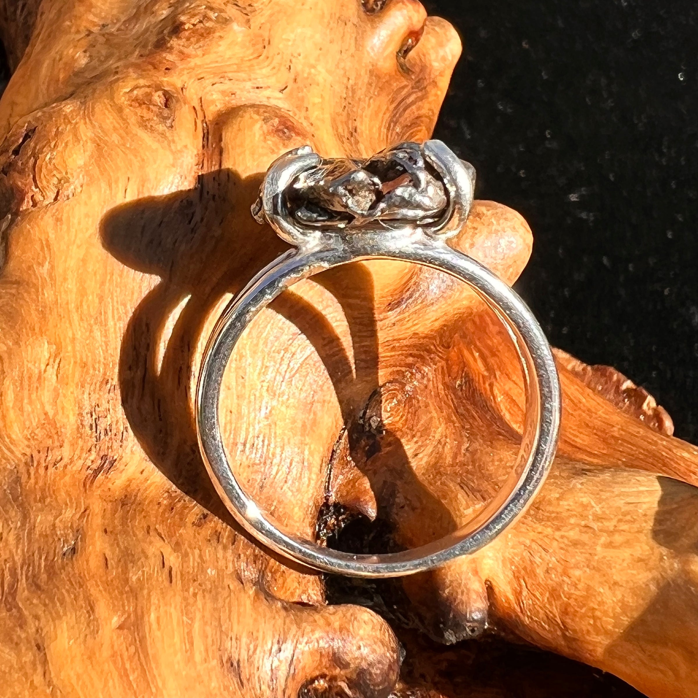 Campo Del Cielo Meteorite Ring Sterling Size 5 3/4-Moldavite Life