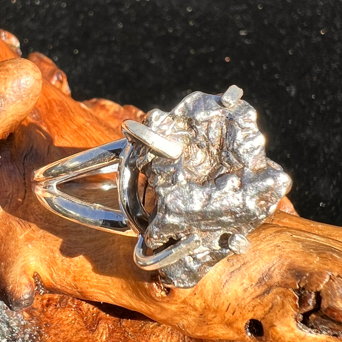 Campo Del Cielo Meteorite Ring Sterling Size 9-Moldavite Life