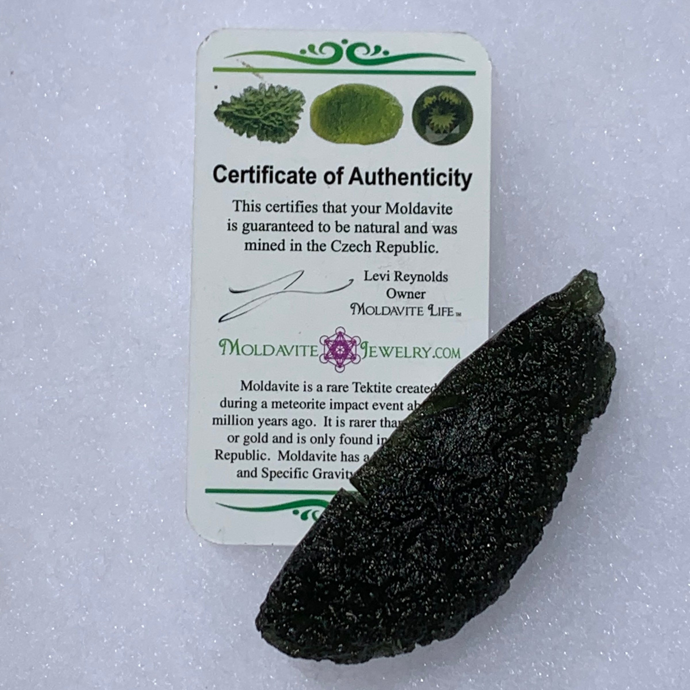 Large Moldavite Genuine Certified Czech Republic 53.9 grams 1029-Moldavite Life