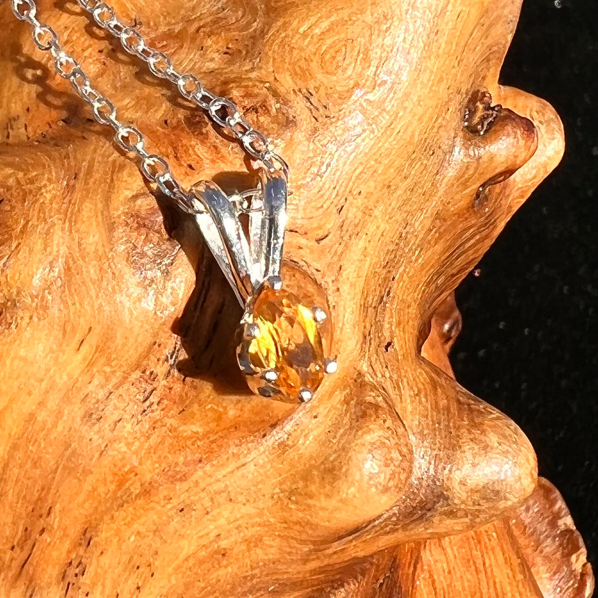 Citrine Necklace Sterling Silver Faceted Oval Small-Moldavite Life