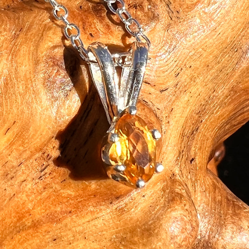 Citrine Necklace Sterling Silver Faceted Oval Small-Moldavite Life
