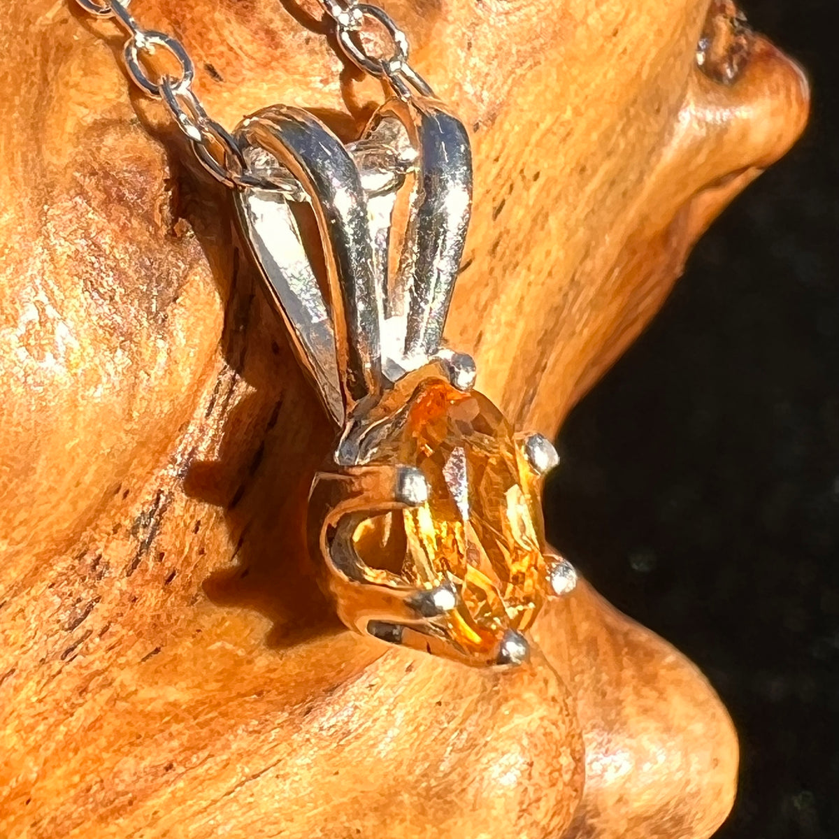 Citrine Necklace Sterling Silver Faceted Oval Small-Moldavite Life