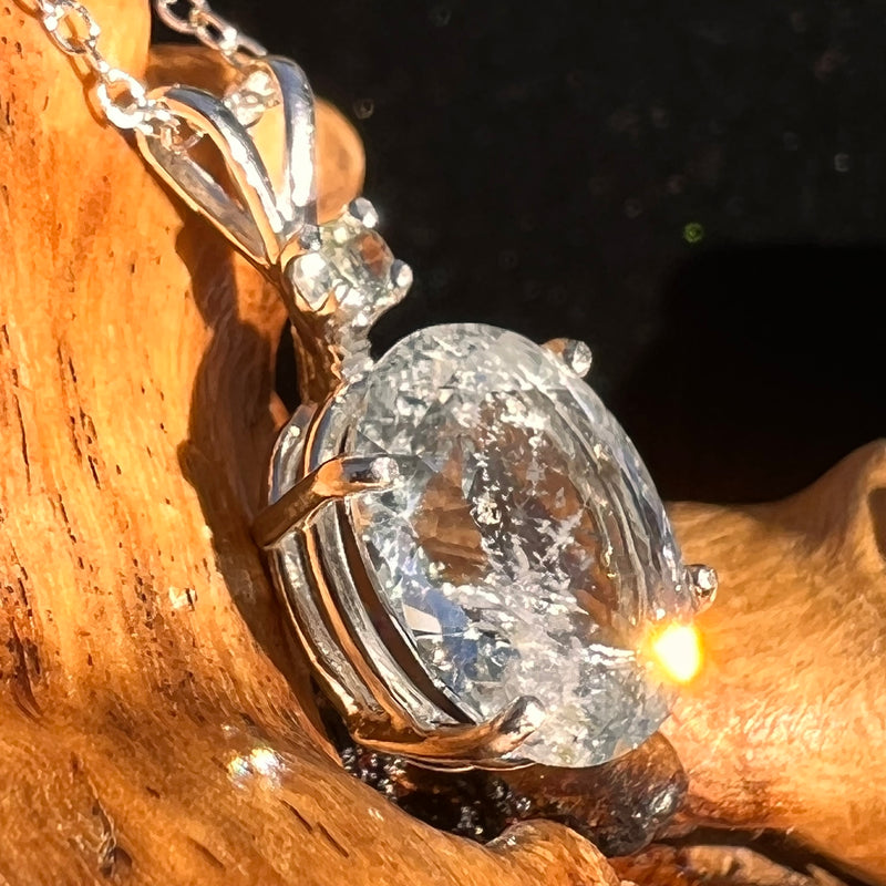 Aquamarine & Moldavite Necklace Sterling SIlver