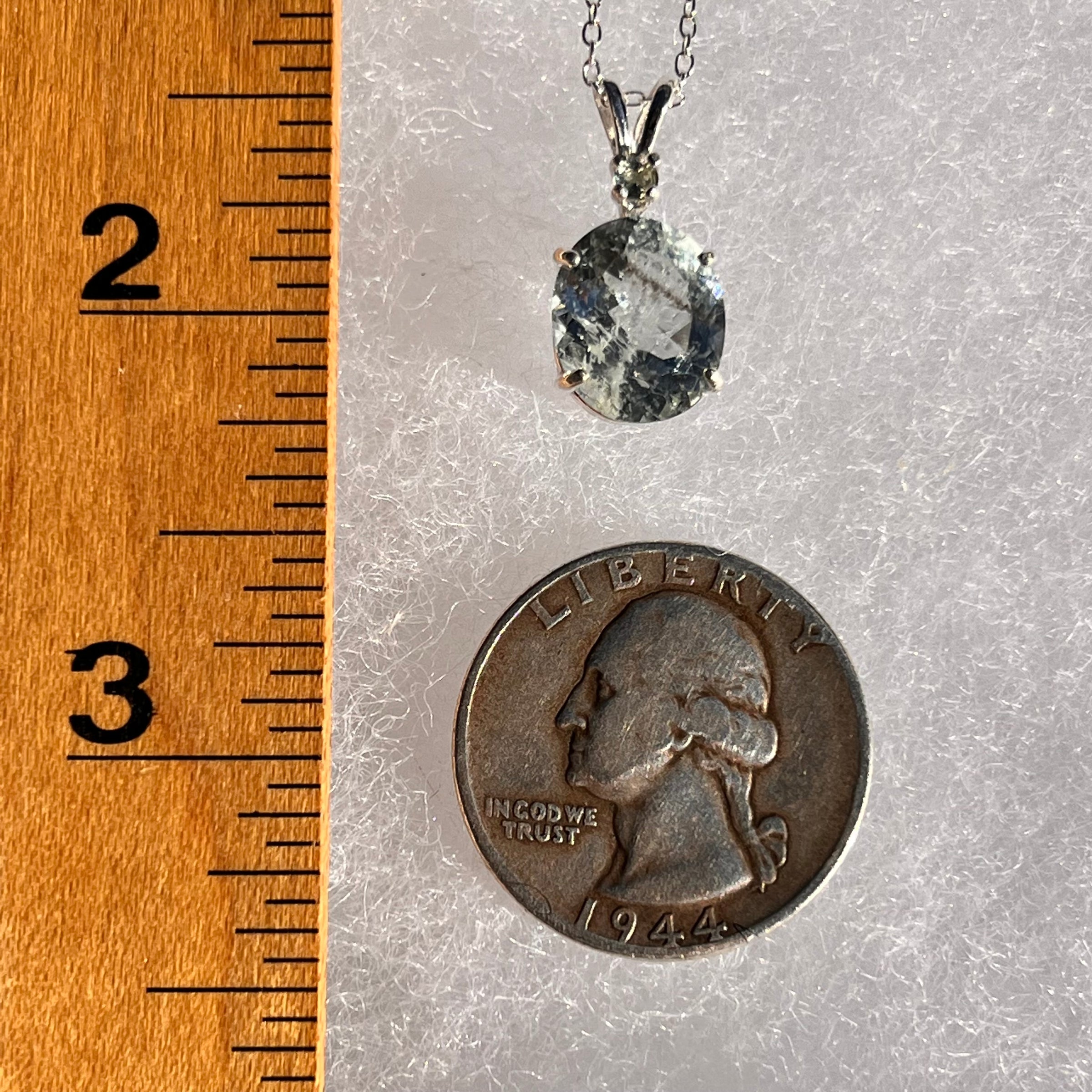 Aquamarine & Moldavite Necklace Sterling SIlver