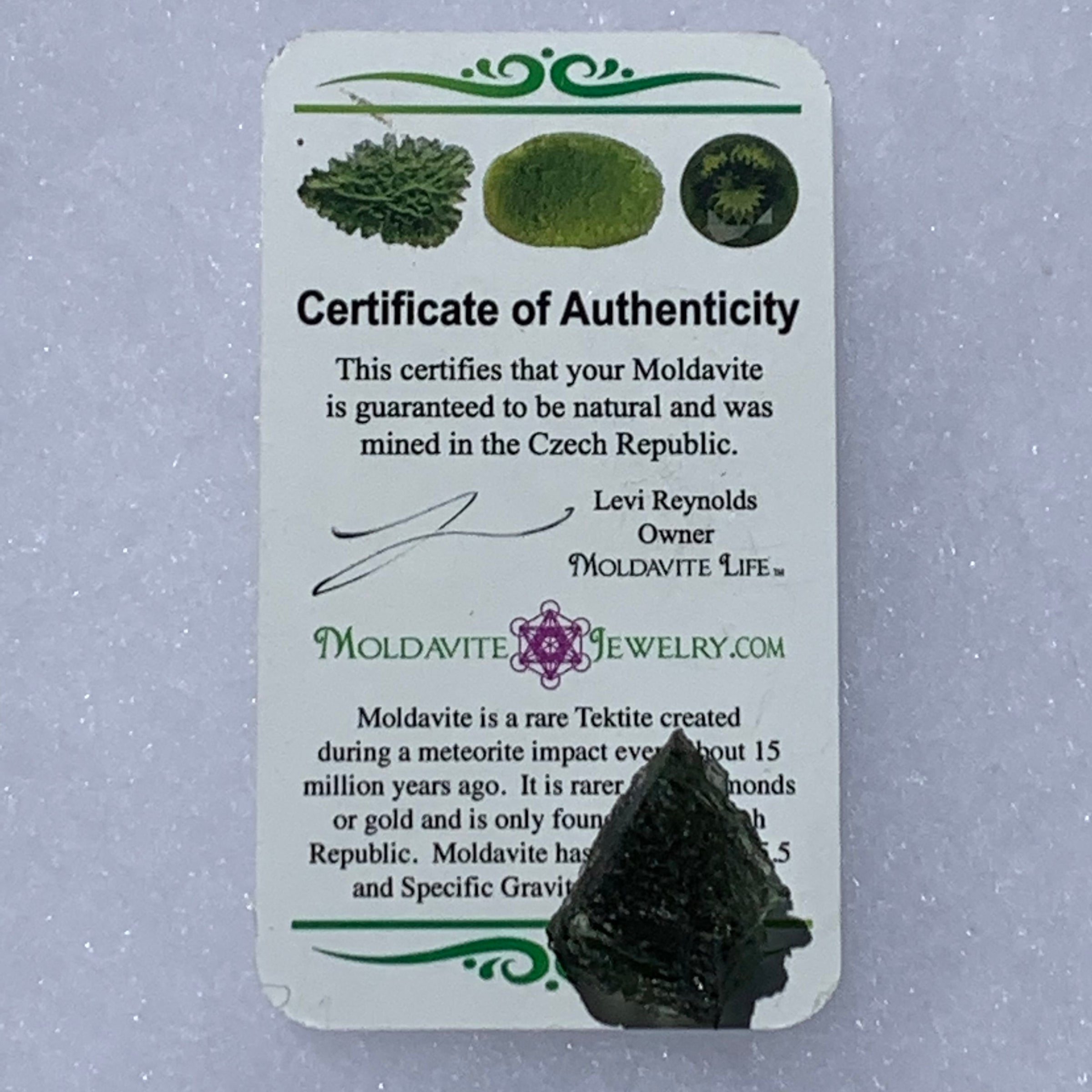 Moldavite Genuine Certified Czech Republic 4.3 grams