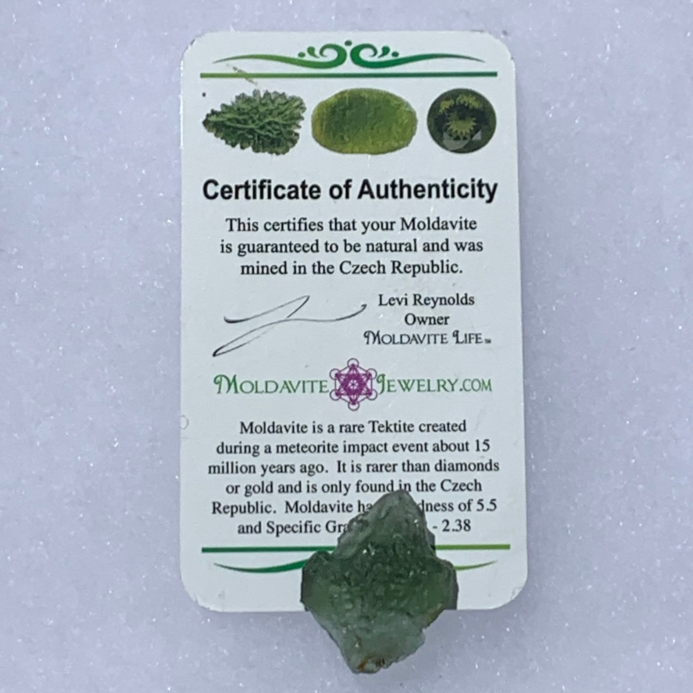 Moldavite Genuine Certified Czech Republic 4.2 grams