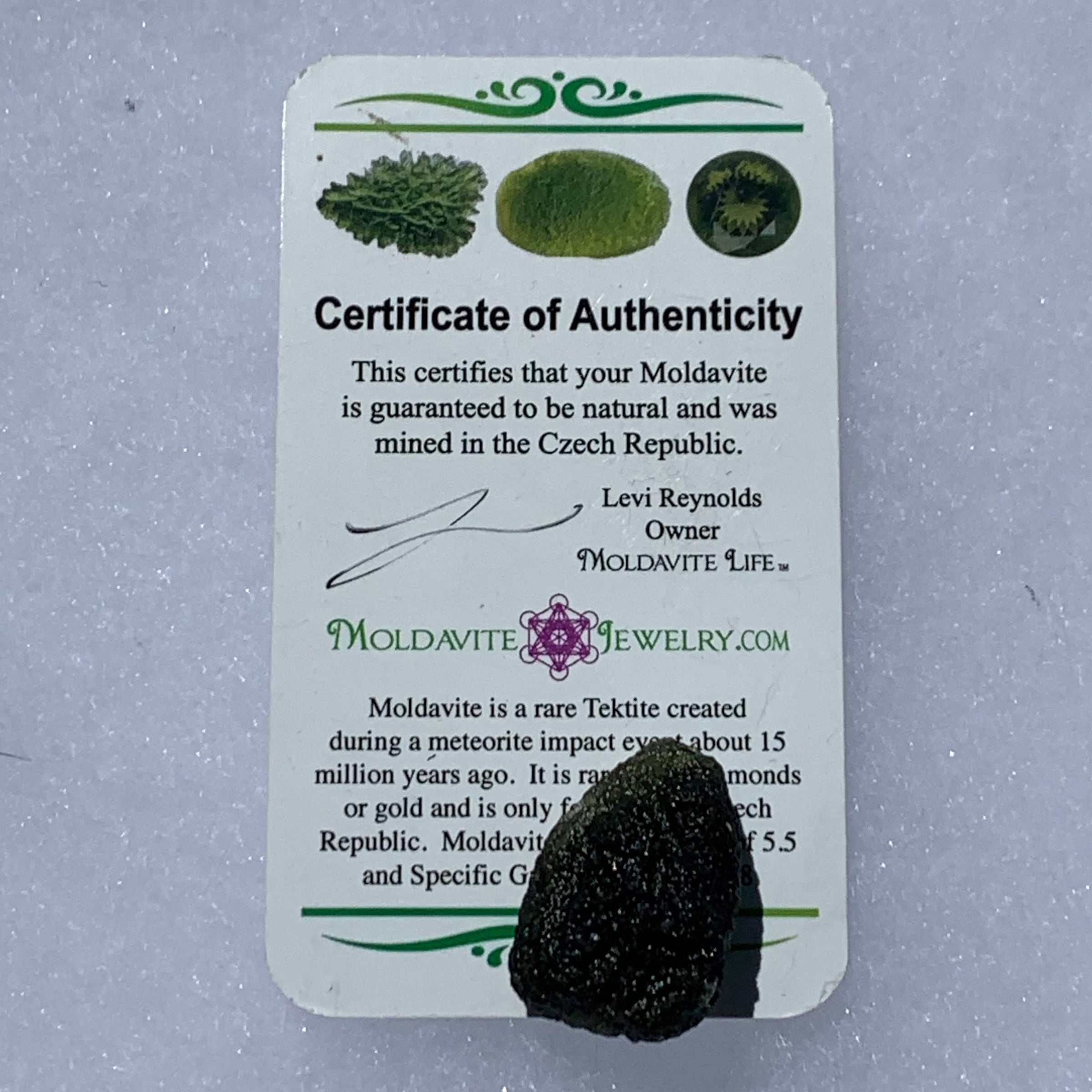 Moldavite Genuine Certified Czech Republic 5.8 grams