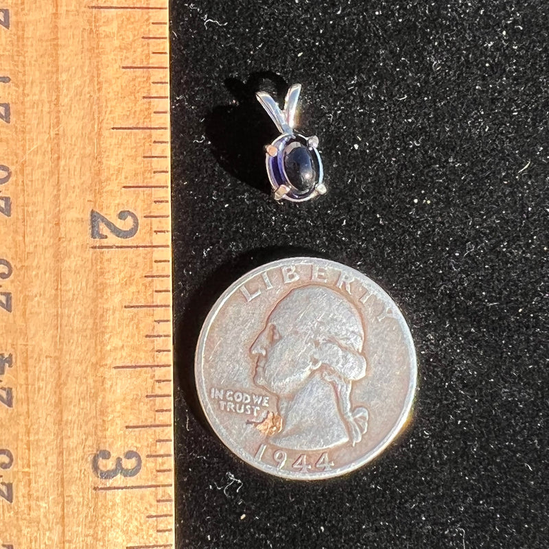 Blue Iolite Pendant Necklace Sterling Silver #2770