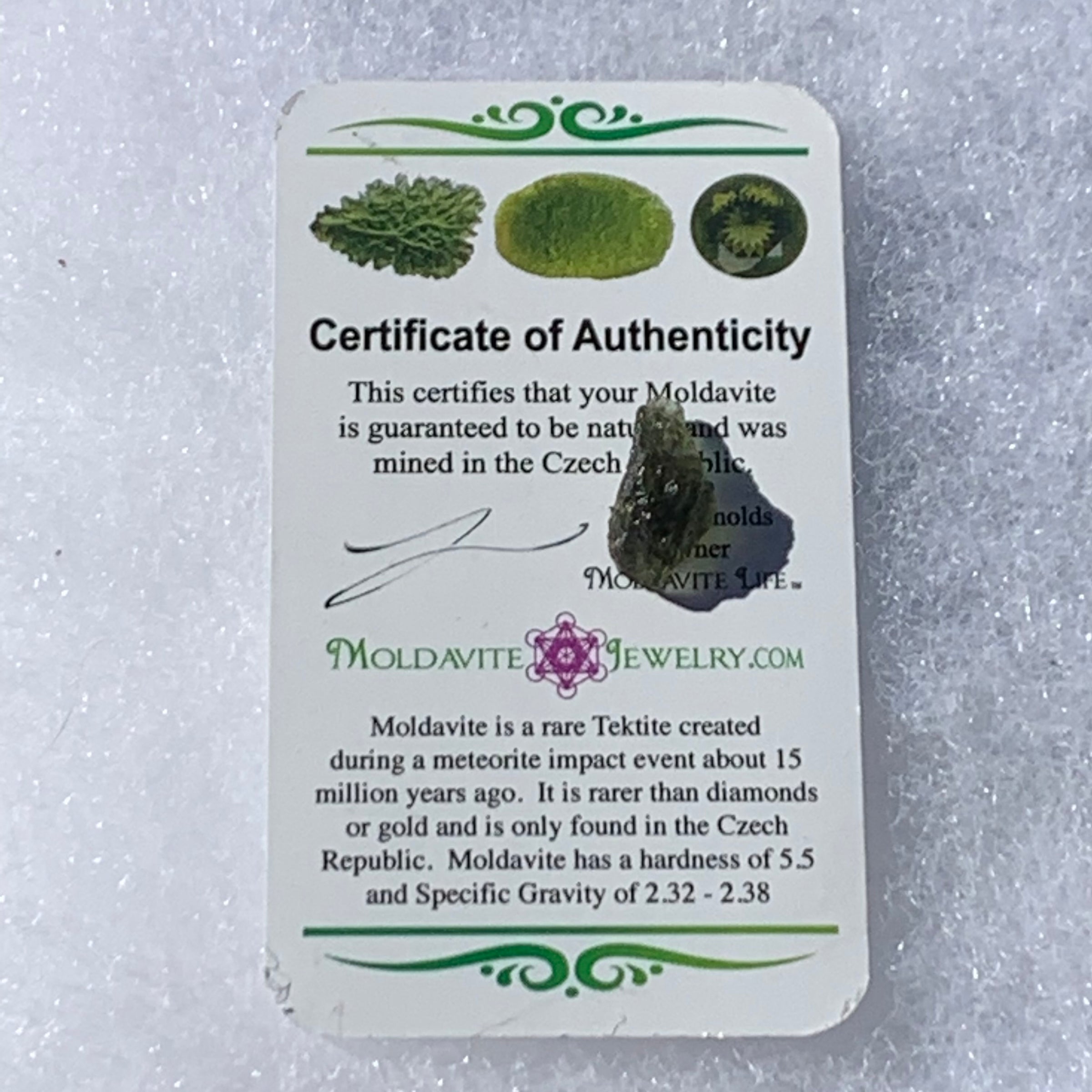 Moldavite Genuine Certified Czech Republic 1.0 gram