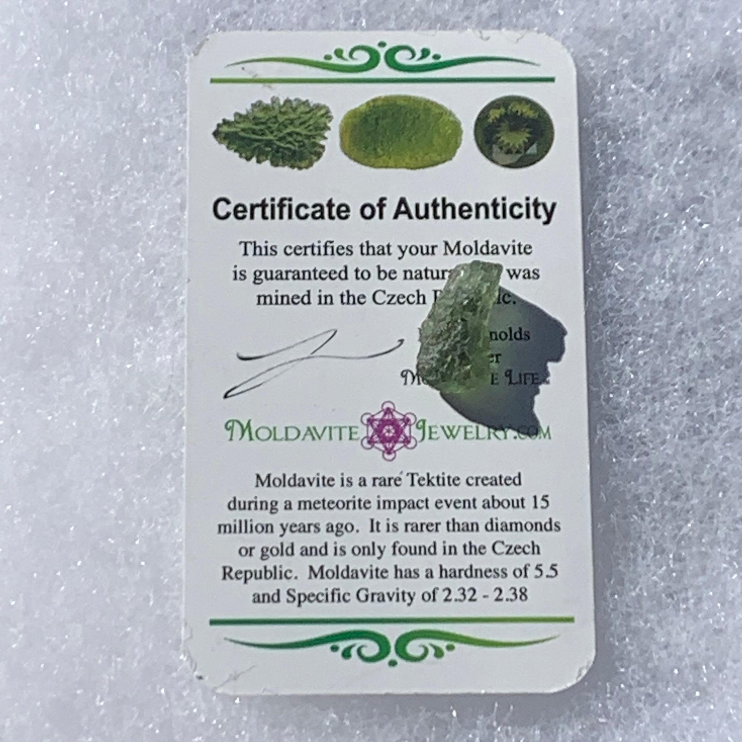 Moldavite Genuine Certified Czech Republic 1.1 grams