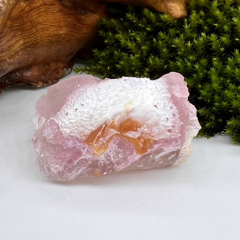 Crystalized Rose Quartz #33-Moldavite Life