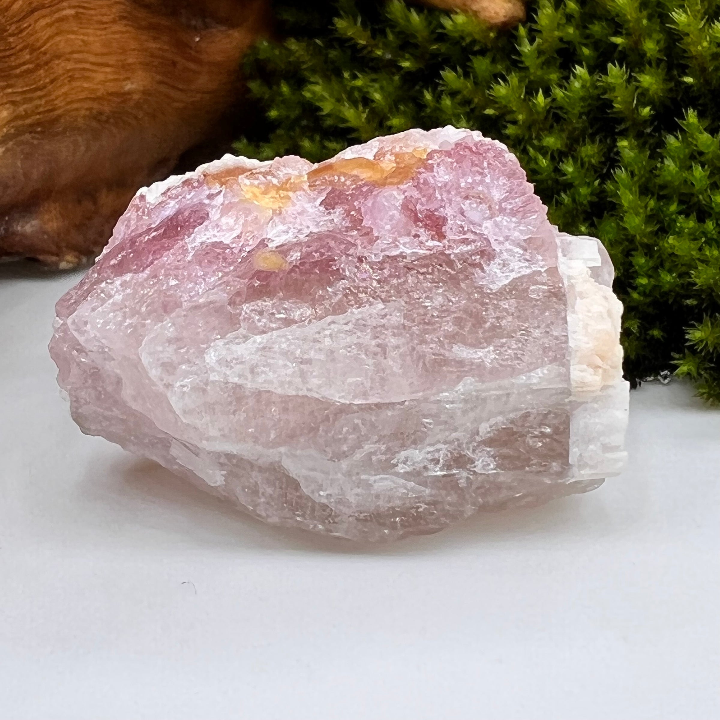 Crystalized Rose Quartz #33-Moldavite Life