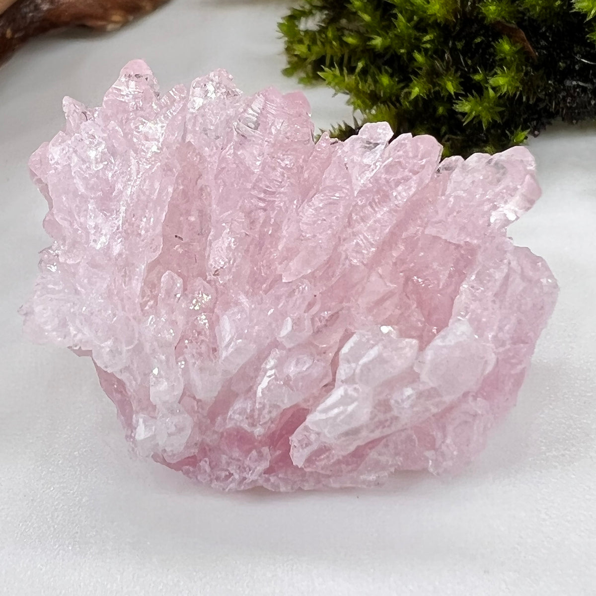 Crystalized Rose Quartz #34-Moldavite Life