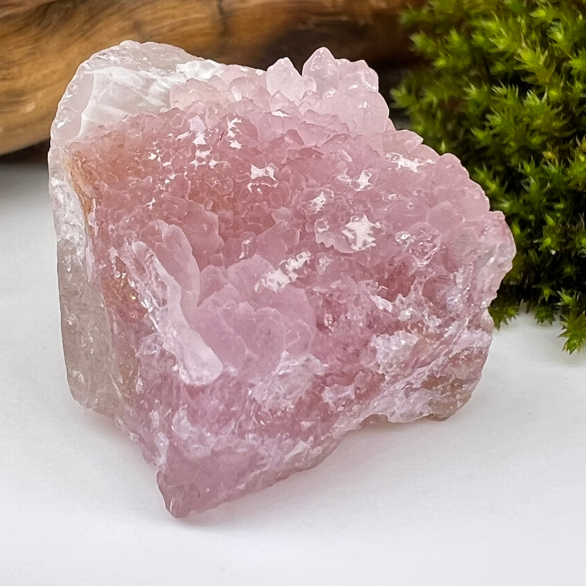 Crystalized Rose Quartz #36-Moldavite Life