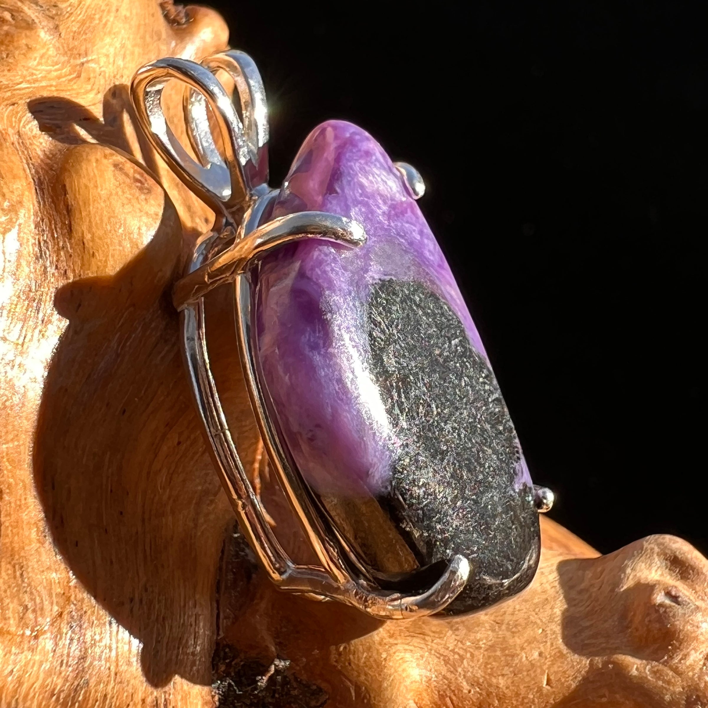 Charoite with Agerine Pendant Sterling Silver #3910