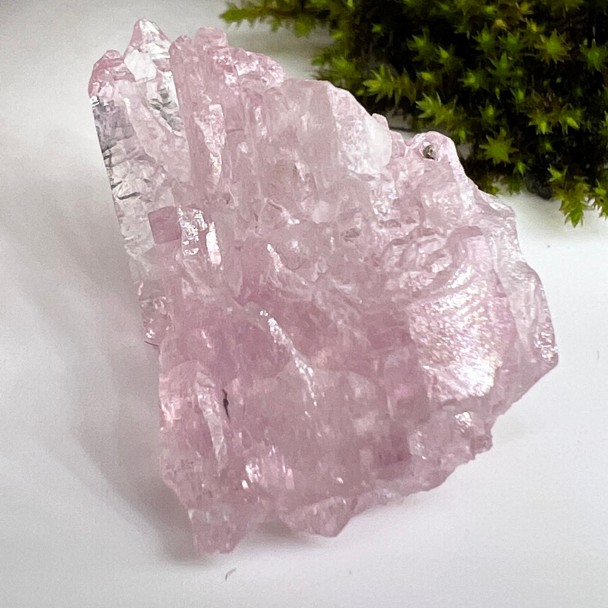 Crystalized Rose Quartz Elestial #46-Moldavite Life