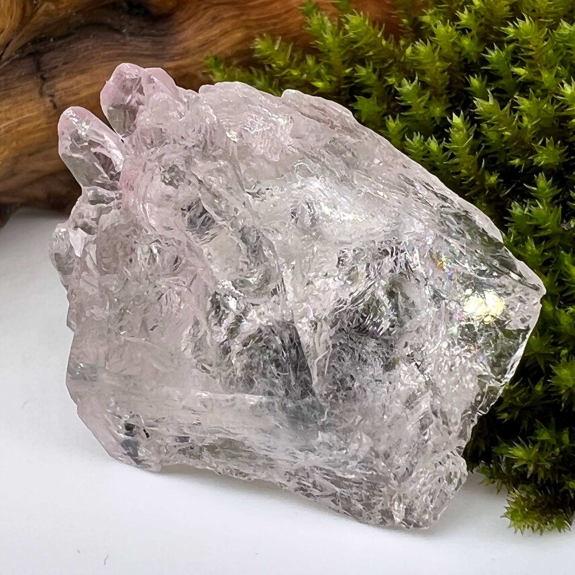 Crystalized Rose Quartz Elestial #52-Moldavite Life