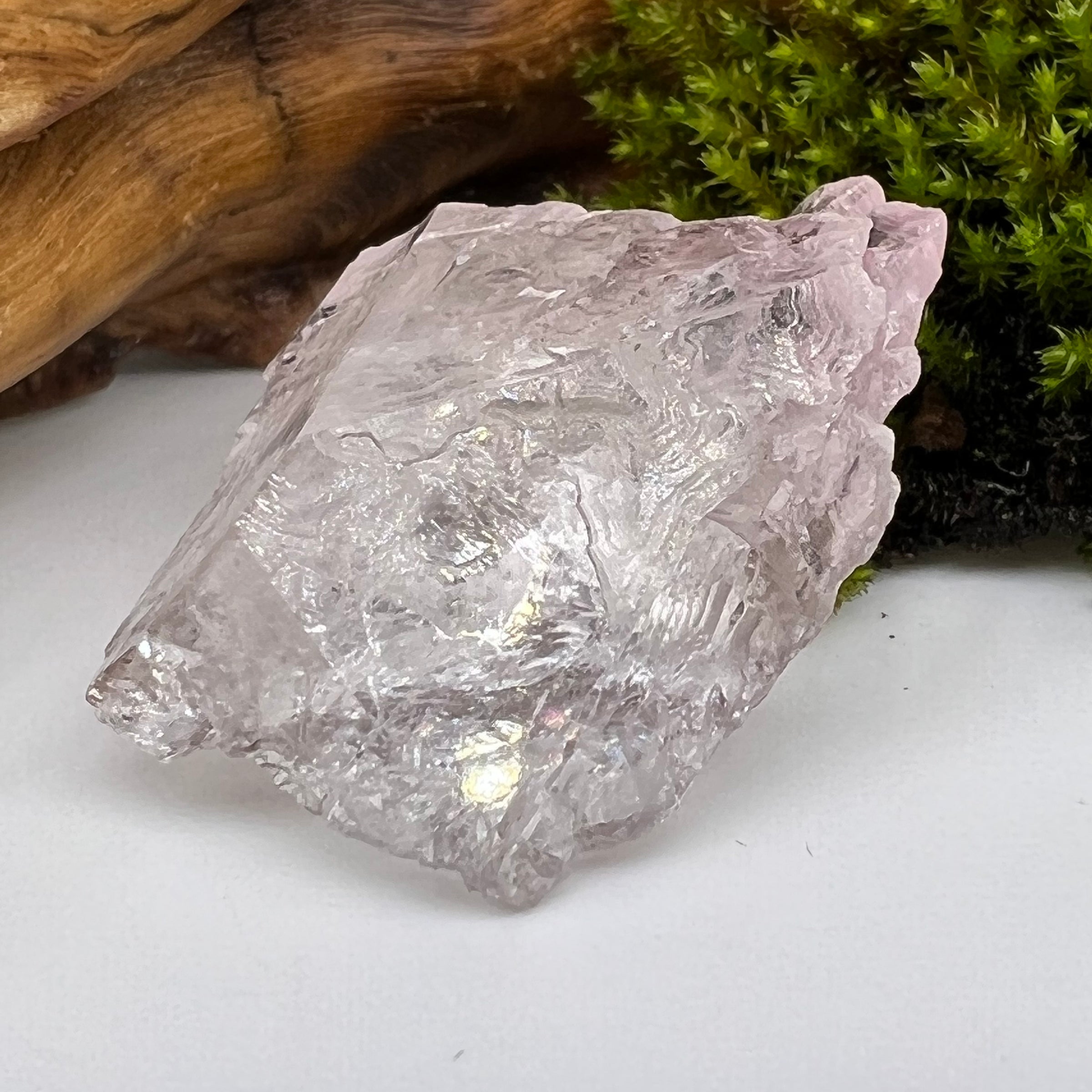 Crystalized Rose Quartz Elestial #52-Moldavite Life