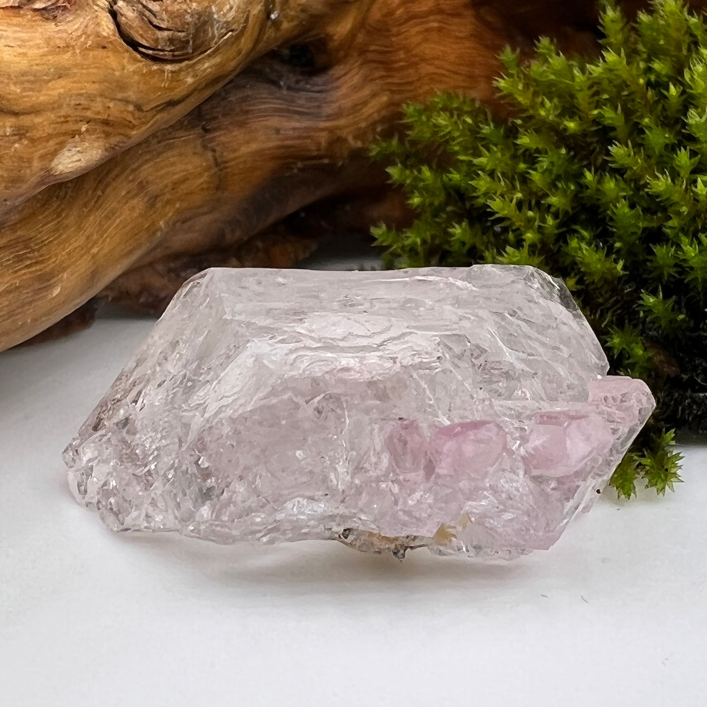 Crystalized Rose Quartz Elestial #52-Moldavite Life