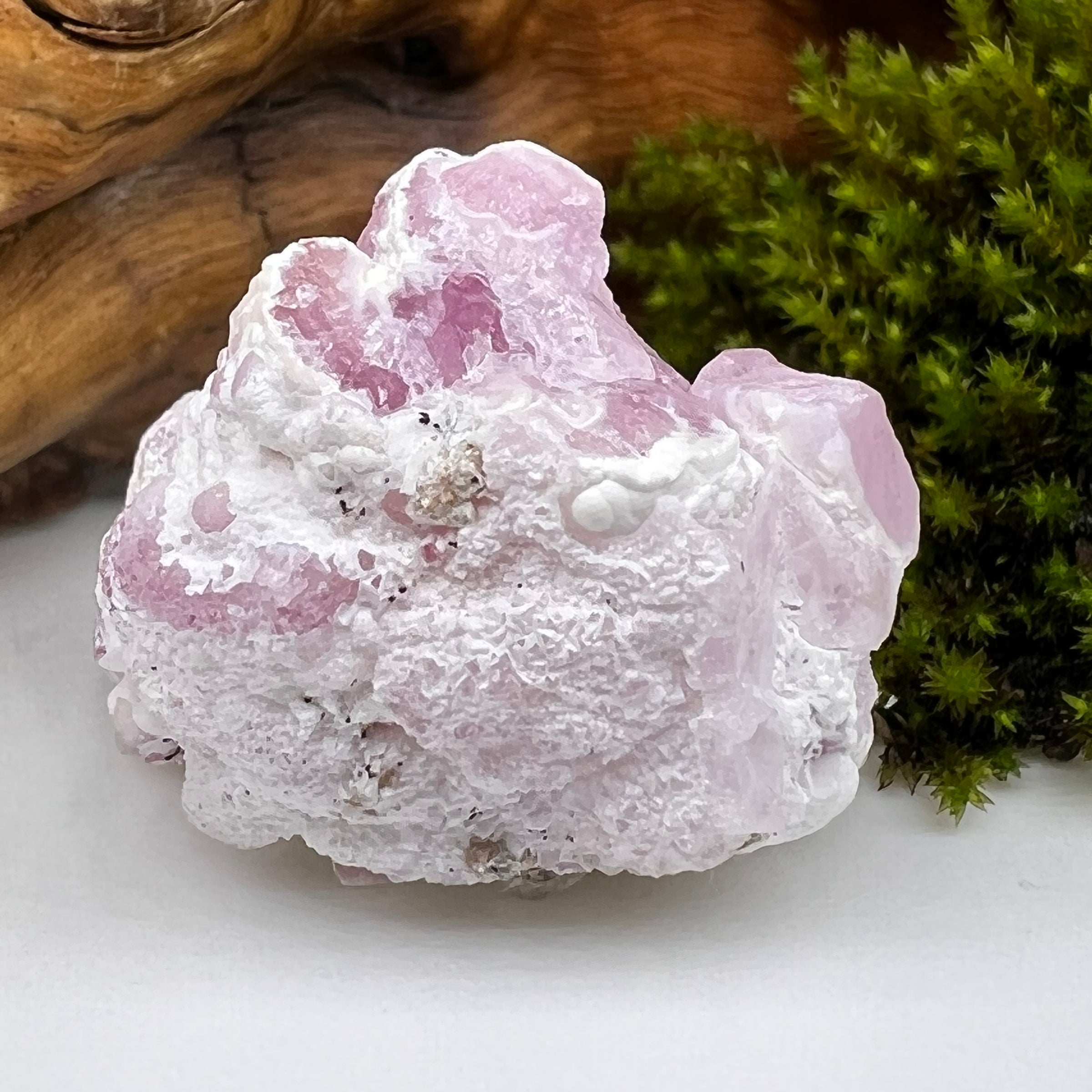 Crystalized Rose Quartz Pink Chacedony #56-Moldavite Life
