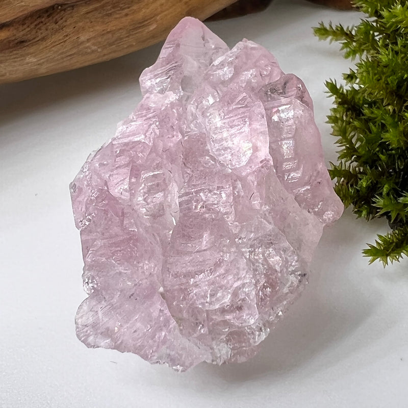 Crystalized Rose Quartz Elestial #59-Moldavite Life