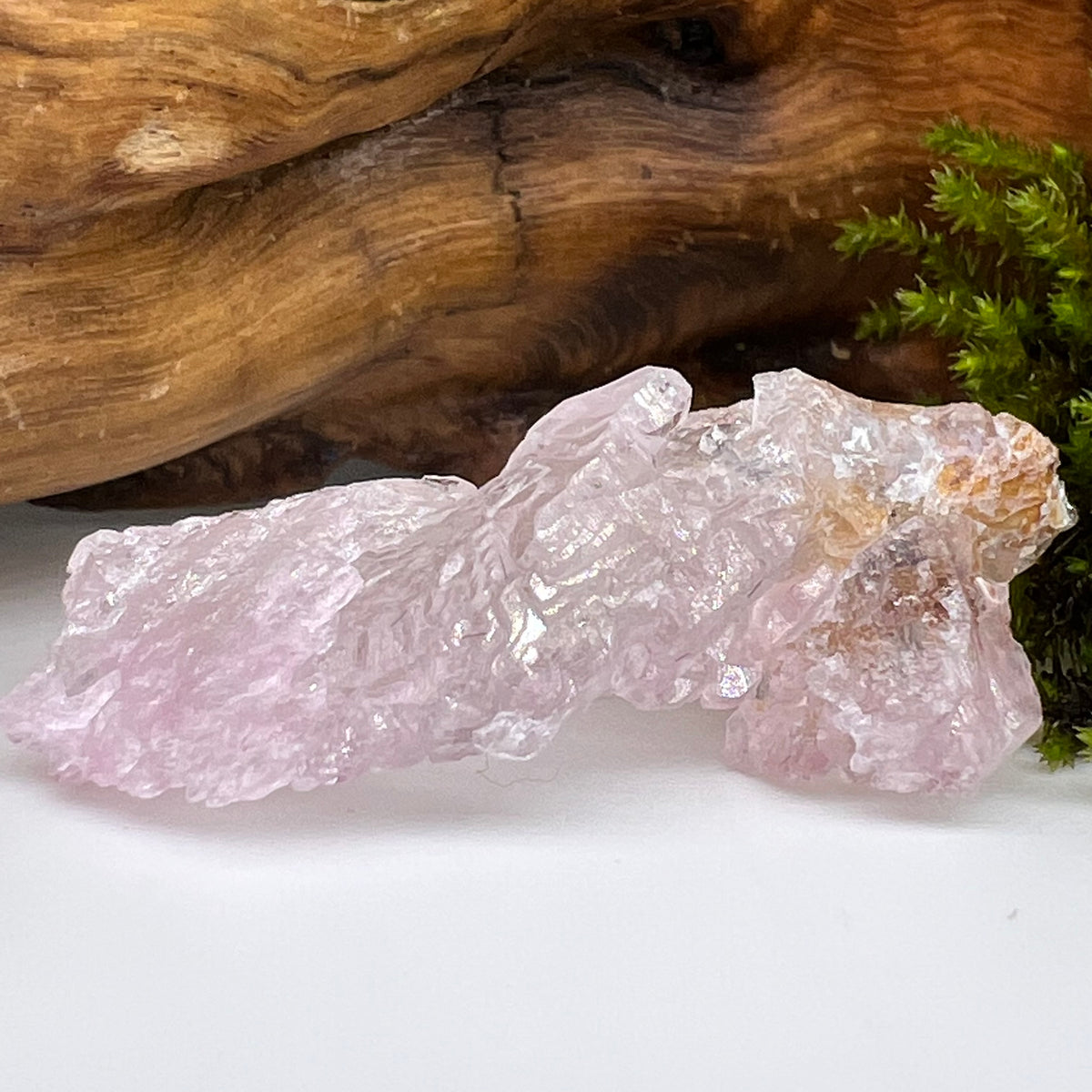 Crystalized Rose Quartz Elestial #60-Moldavite Life