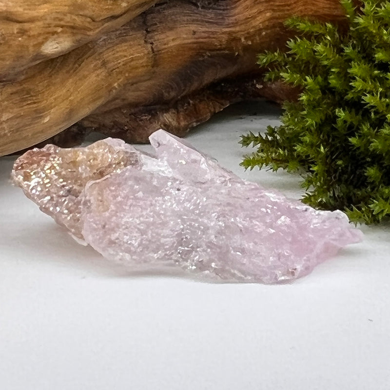 Crystalized Rose Quartz Elestial #60-Moldavite Life