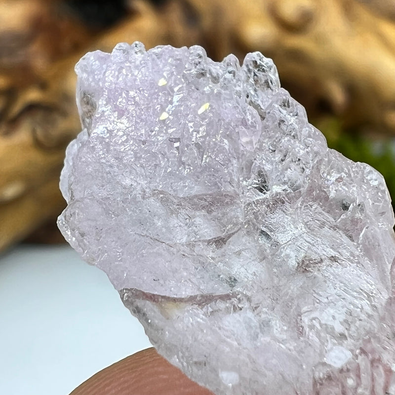 Crystalized Rose Quartz Elestial #60-Moldavite Life