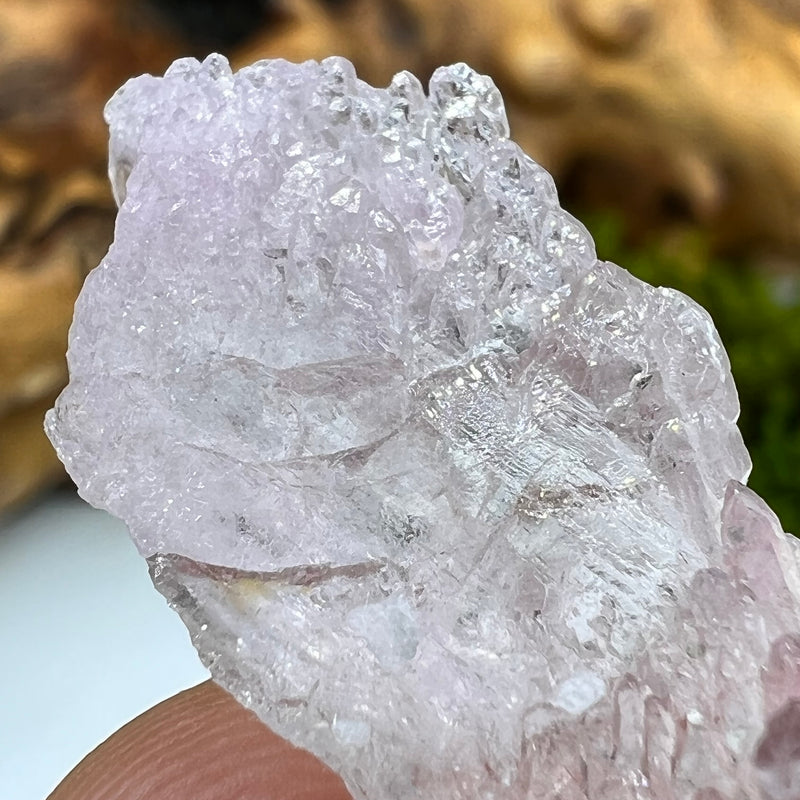 Crystalized Rose Quartz Elestial #60-Moldavite Life