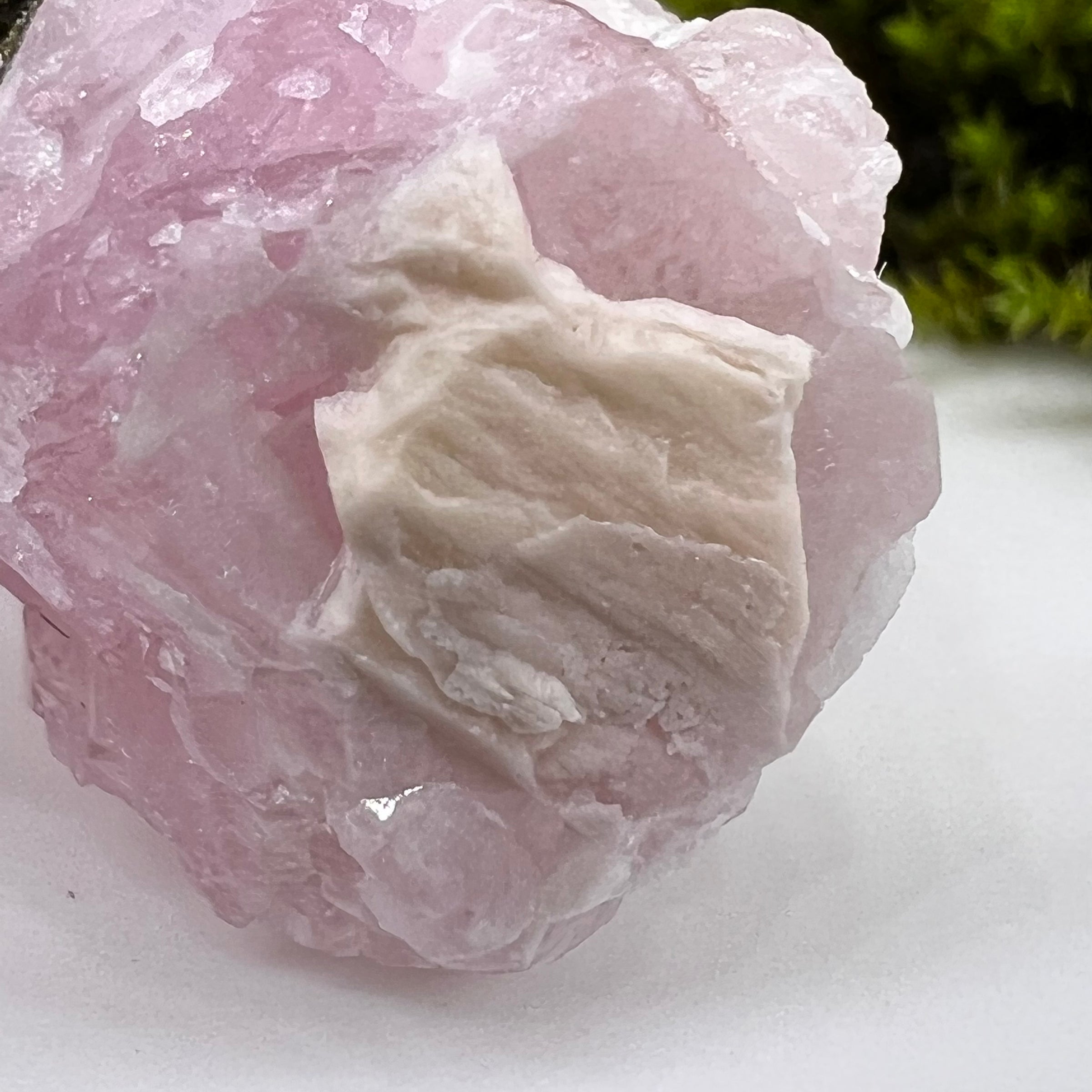 Crystalized Rose Quartz with Tourmaline #64-Moldavite Life