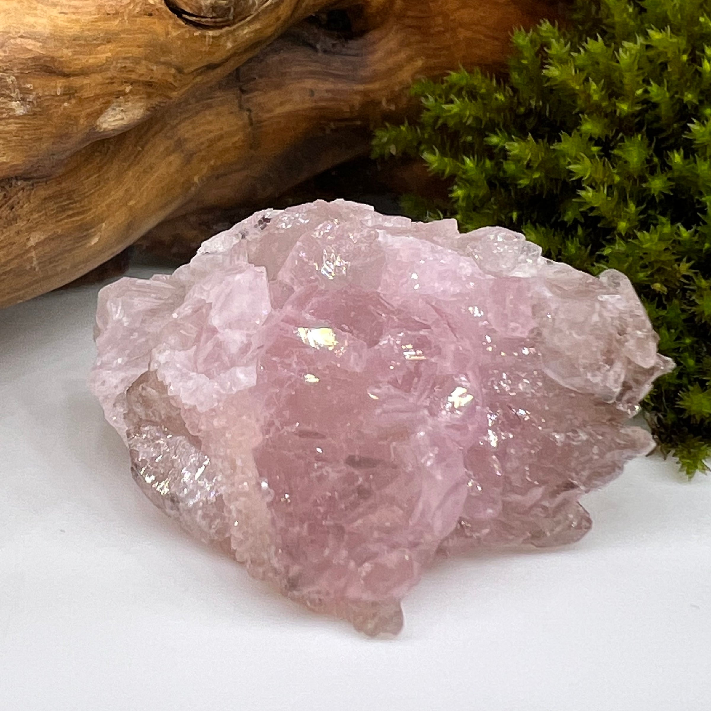 Crystalized Rose Quartz Glistening #68-Moldavite Life