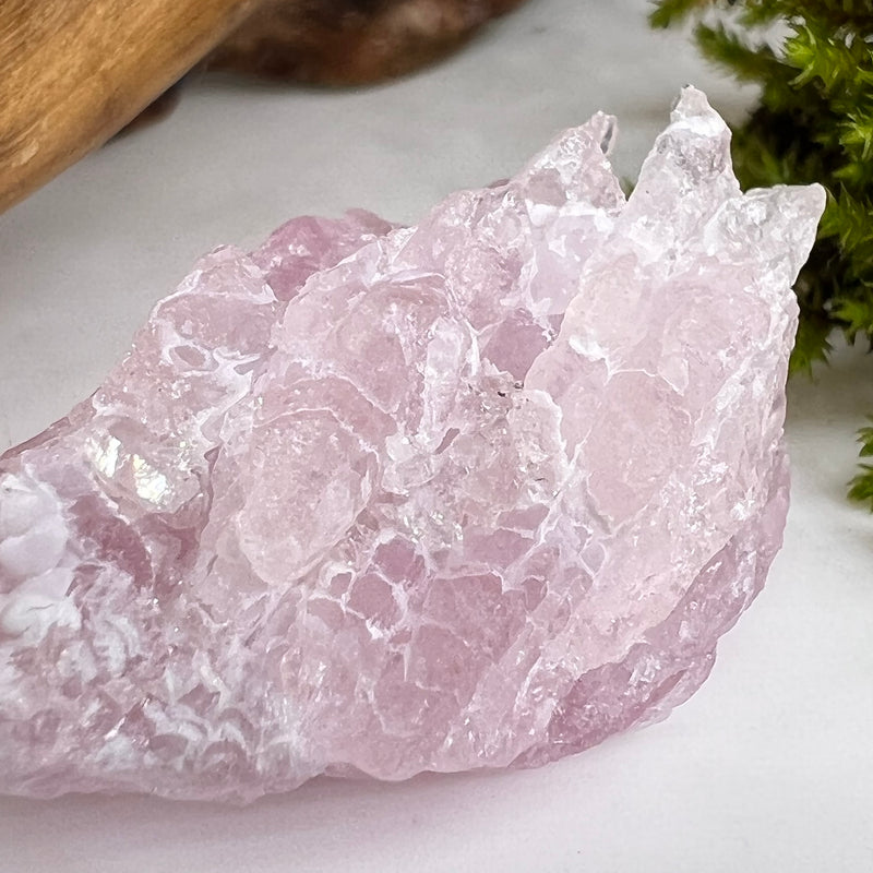 Crystalized Rose Quartz #69-Moldavite Life