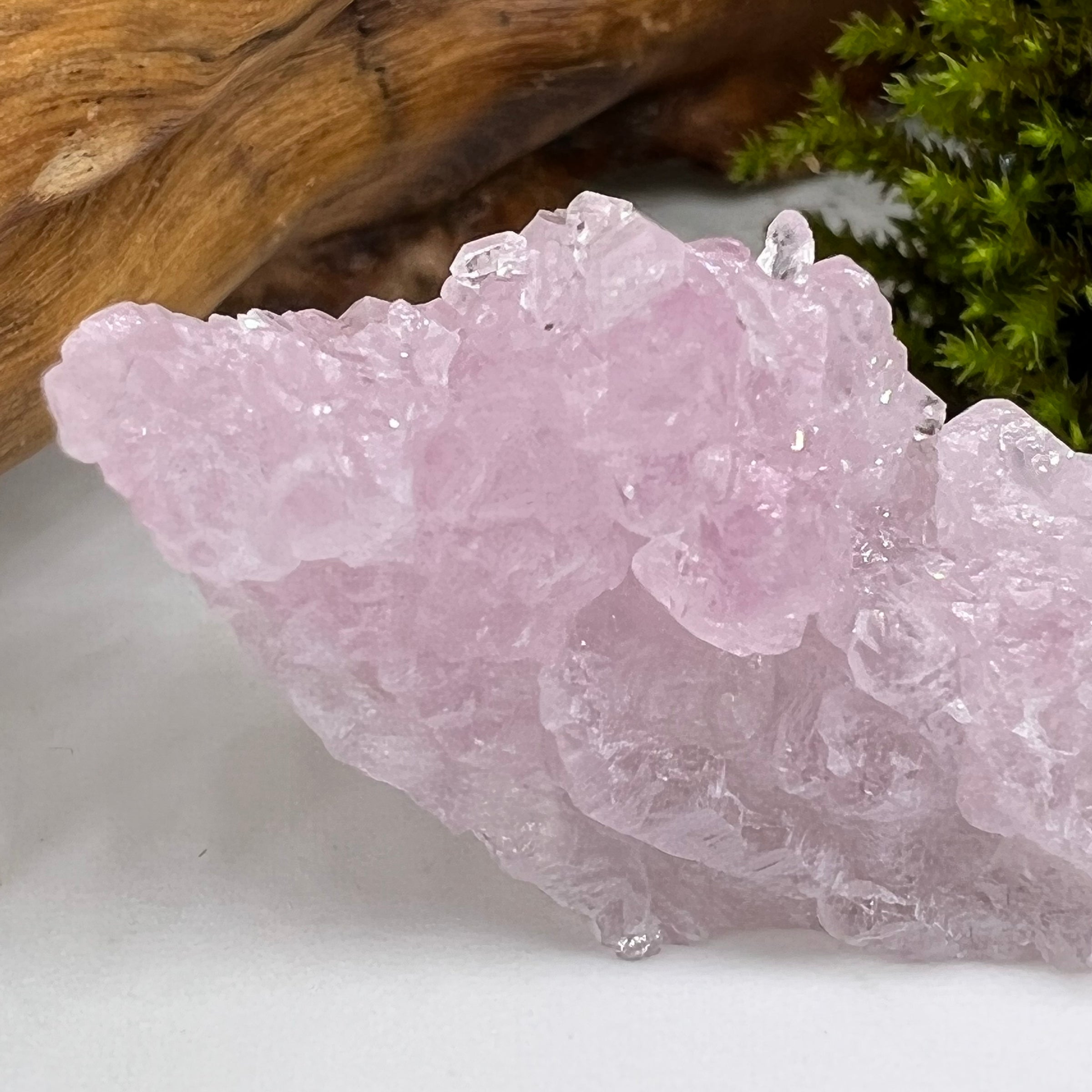 Crystalized Rose Quartz #72-Moldavite Life