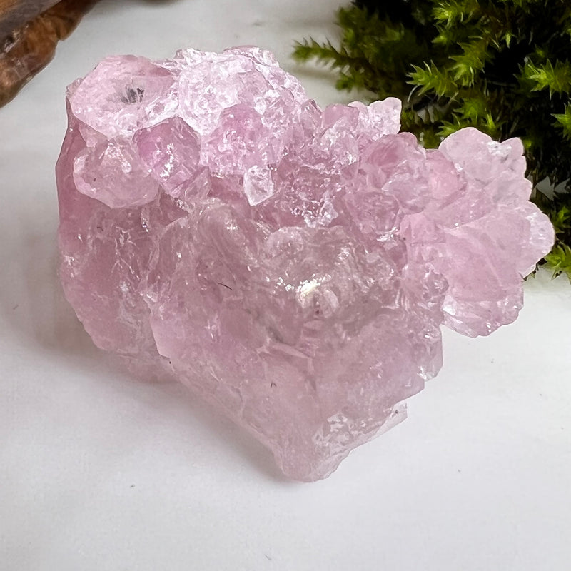 Crystalized Rose Quartz Cluster with Flower #75-Moldavite Life