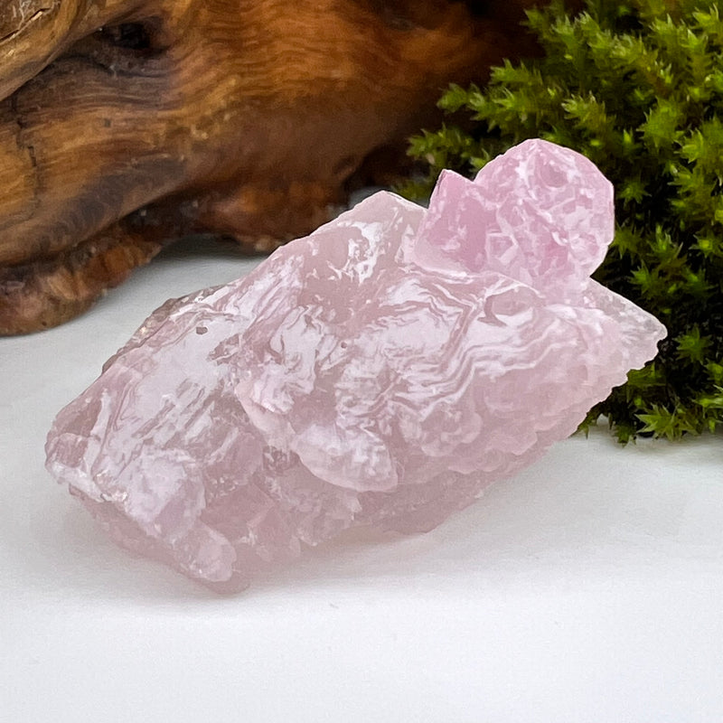 Crystalized Rose Quartz Elestial Frosted #77-Moldavite Life