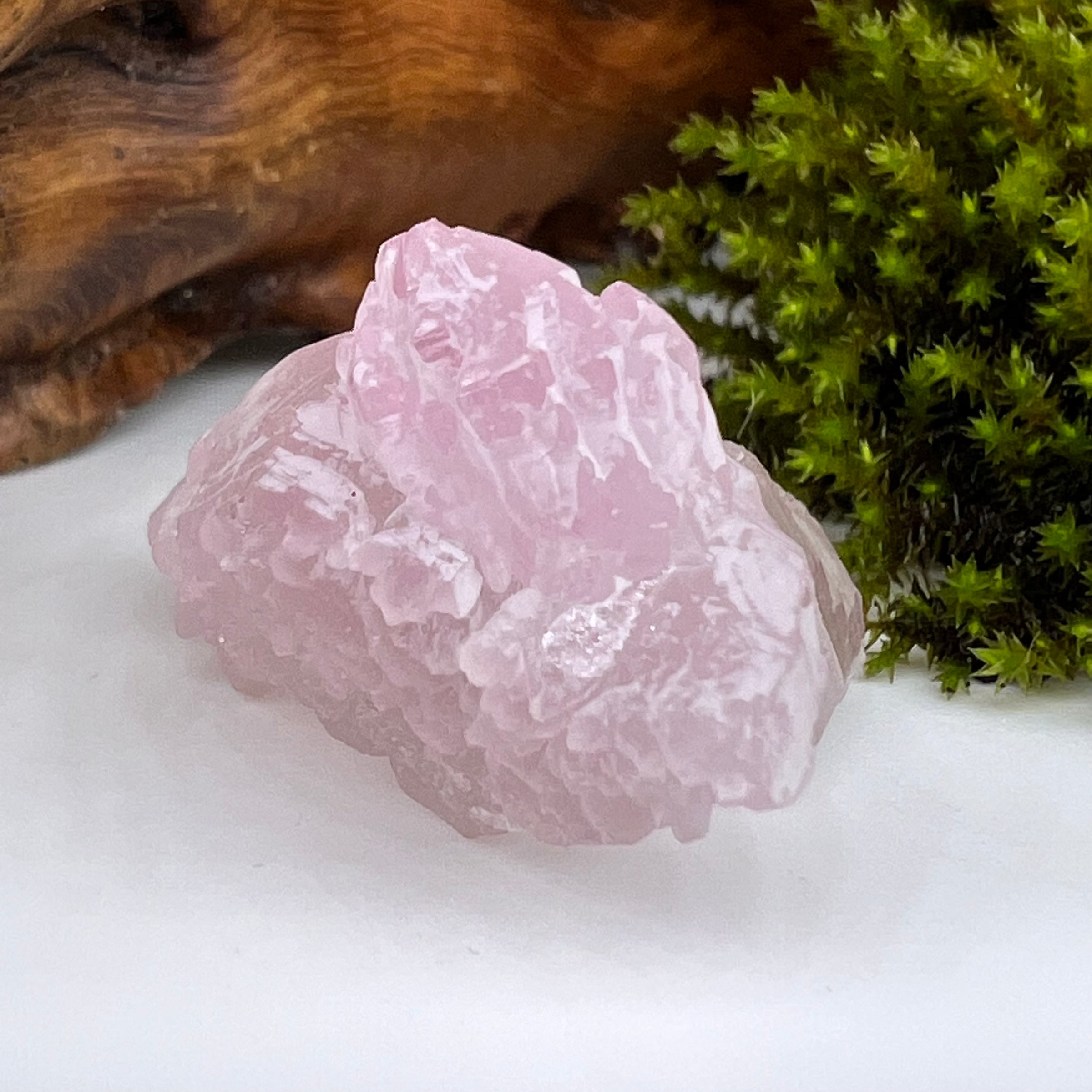 Crystalized Rose Quartz Elestial Frosted #77-Moldavite Life