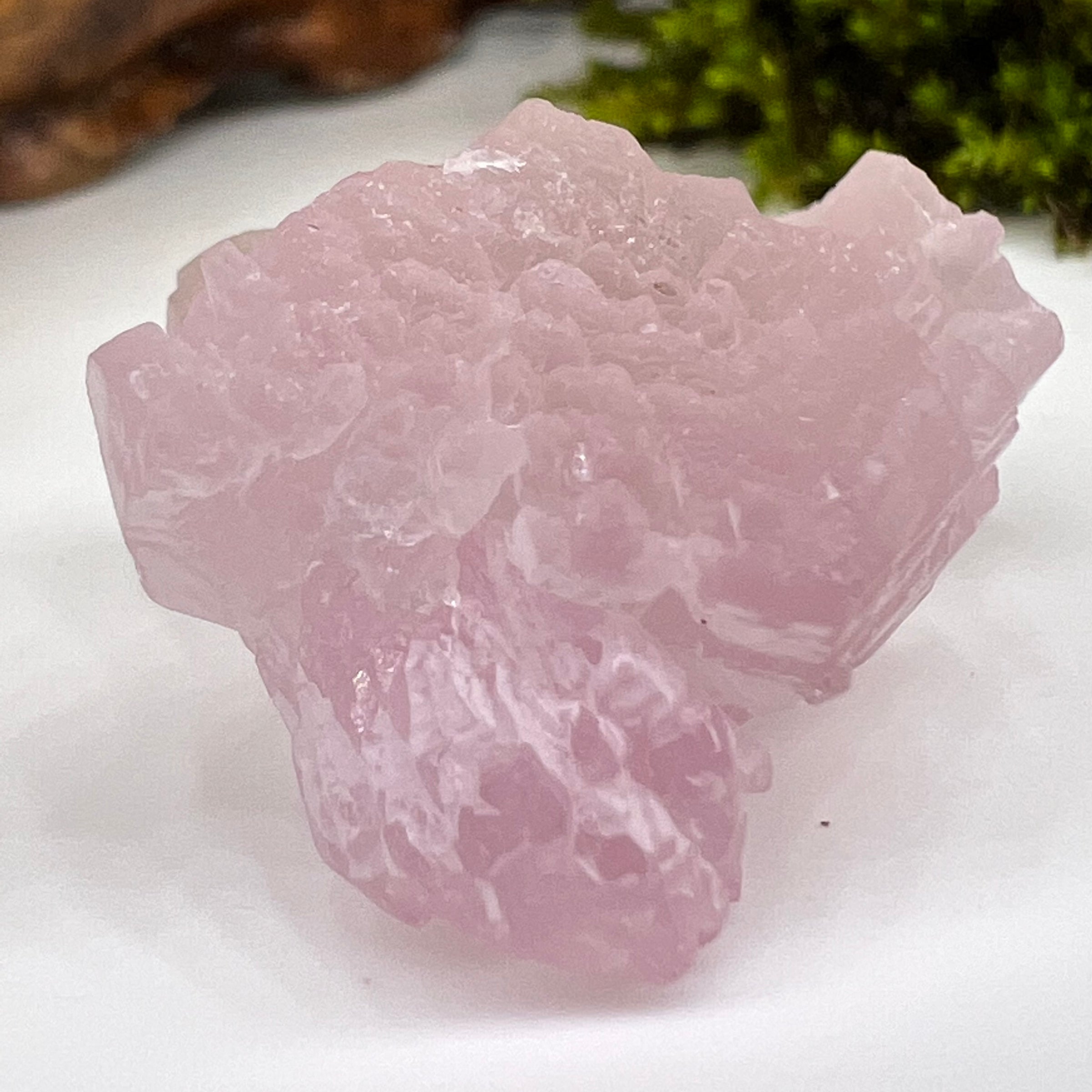 Crystalized Rose Quartz Elestial Frosted #77-Moldavite Life