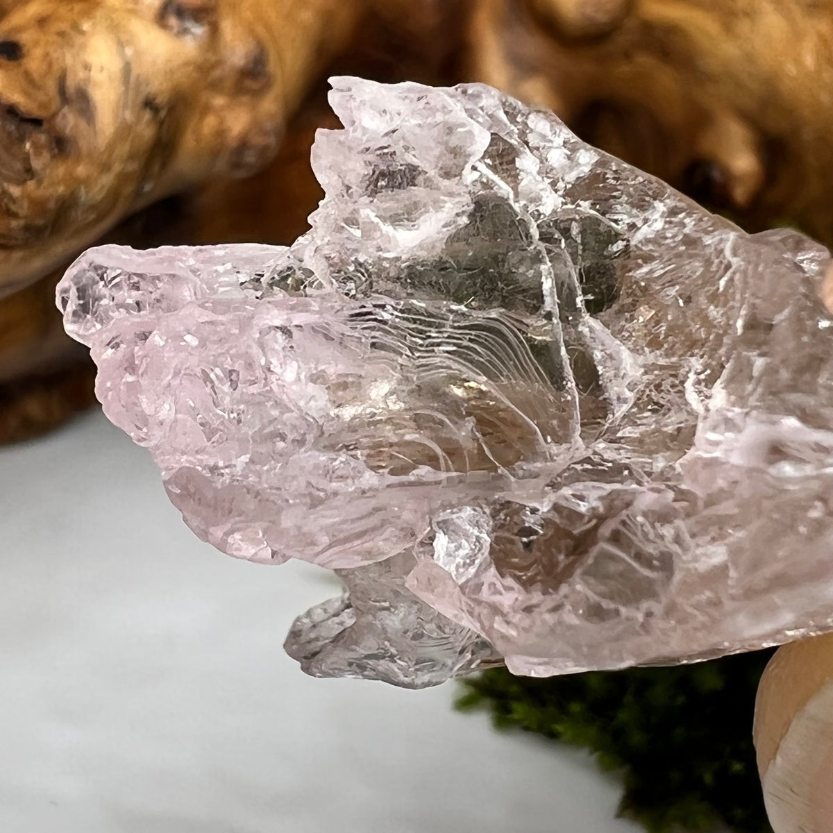 Crystalized Rose Quartz Elestial Smokey #78-Moldavite Life