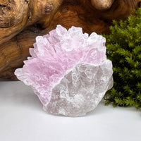 Crystalized Rose Quartz Cluster on Clear Quartz #79-Moldavite Life