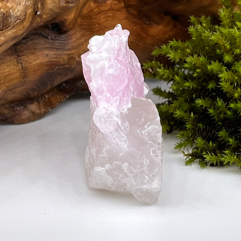 Crystalized Rose Quartz Cluster on Clear Quartz #79-Moldavite Life