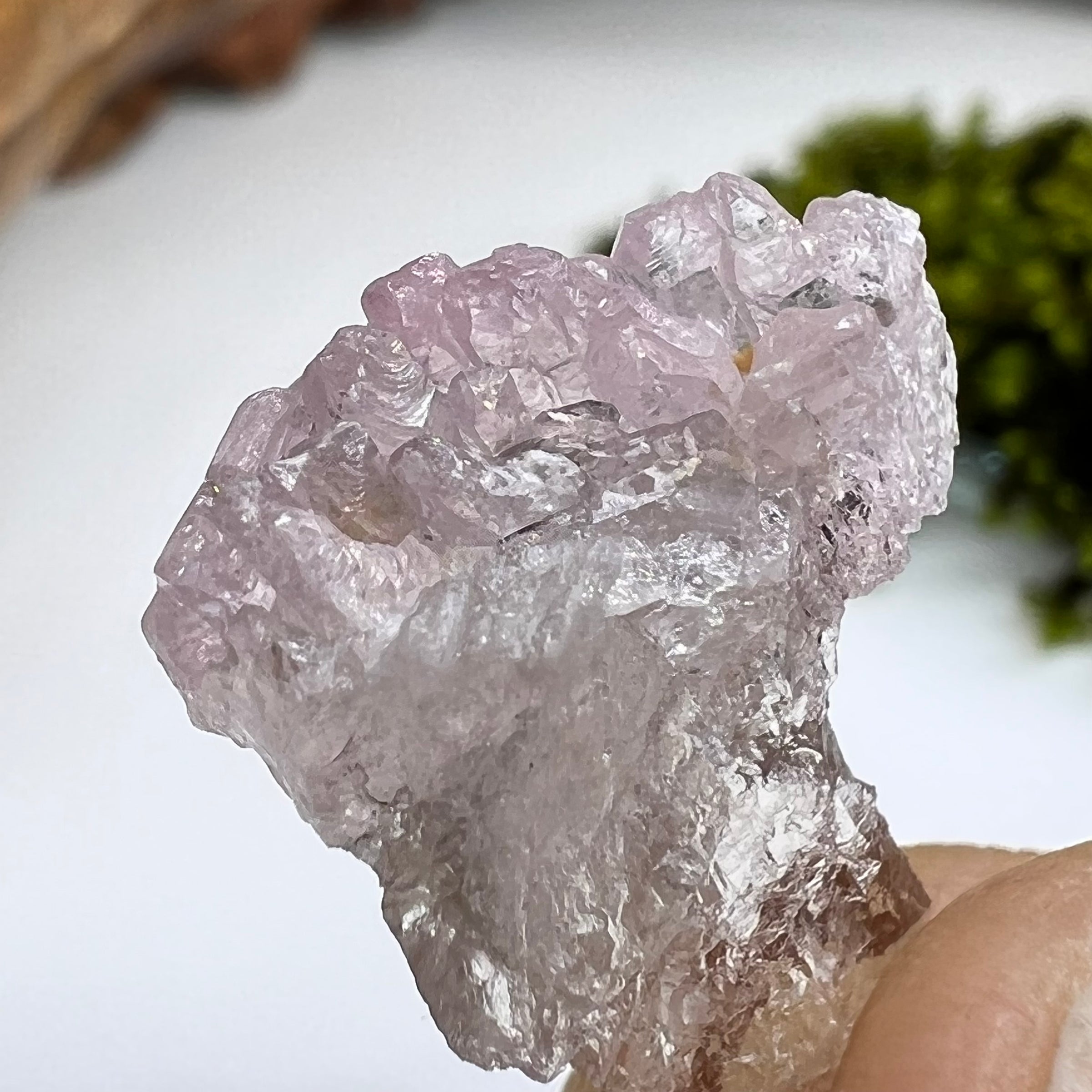 Crystalized Rose Quartz #133-Moldavite Life