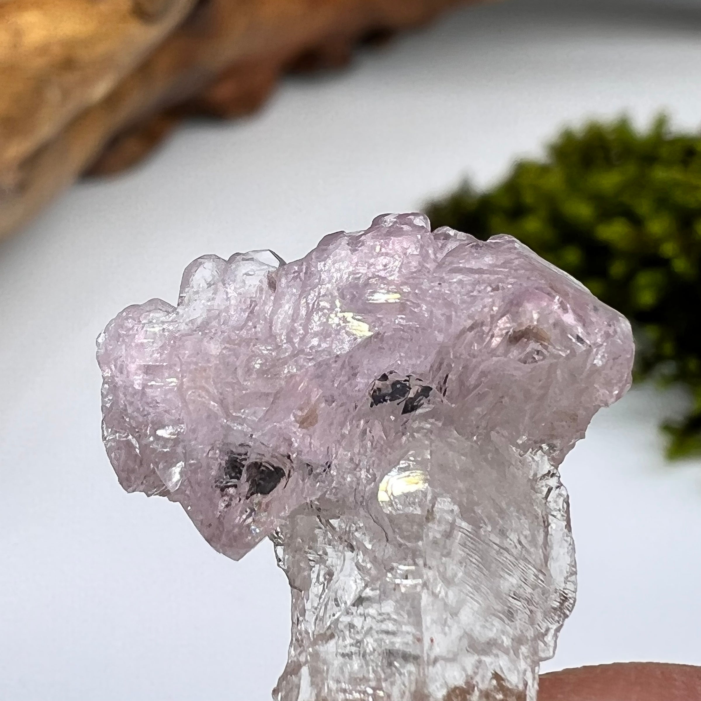 Crystalized Rose Quartz #133-Moldavite Life