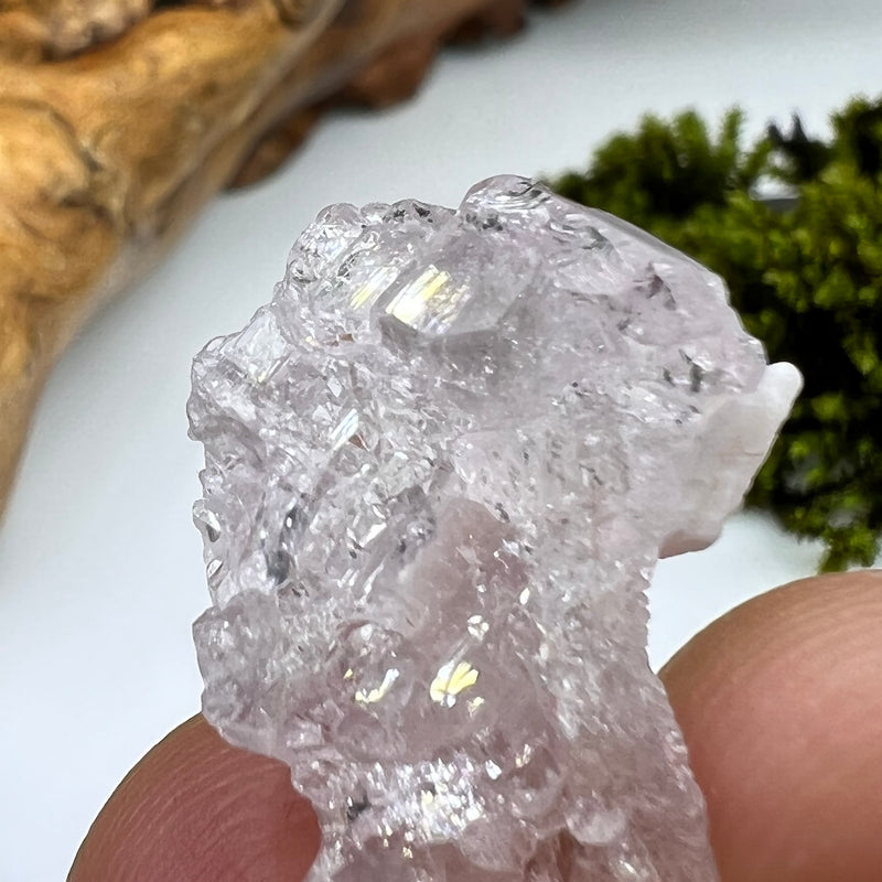 Crystalized Rose Quartz #137-Moldavite Life