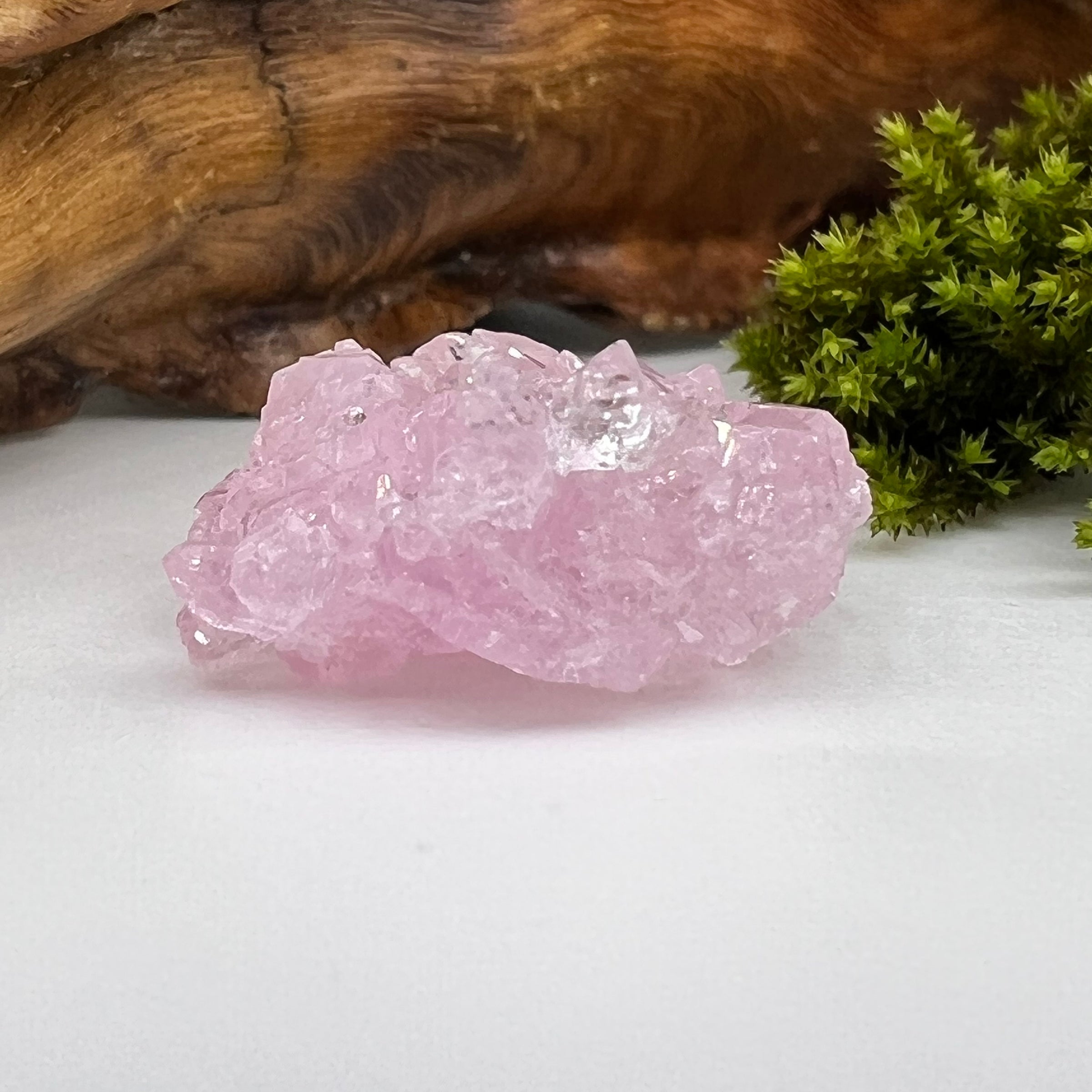 Crystalized Rose Quartz #141-Moldavite Life