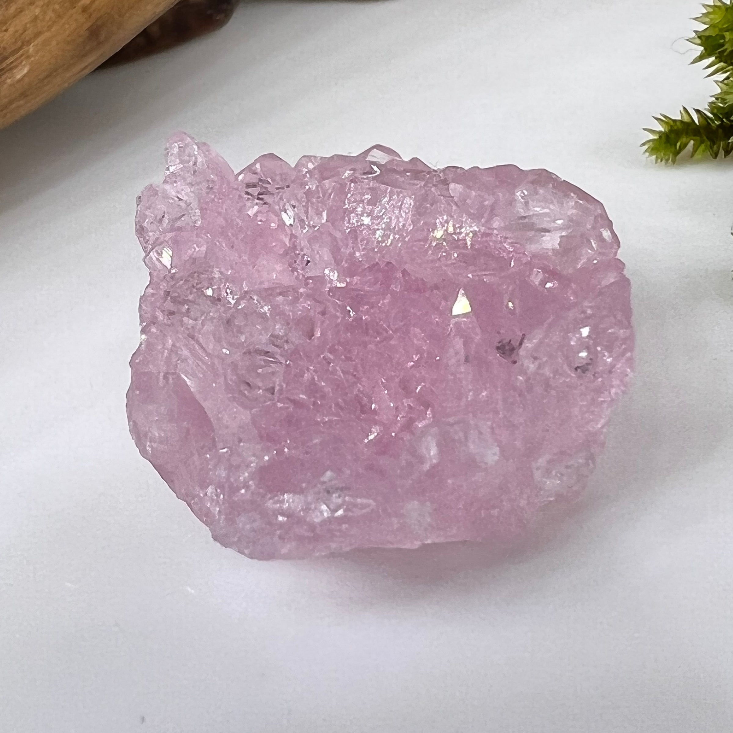 Crystalized Rose Quartz #141-Moldavite Life